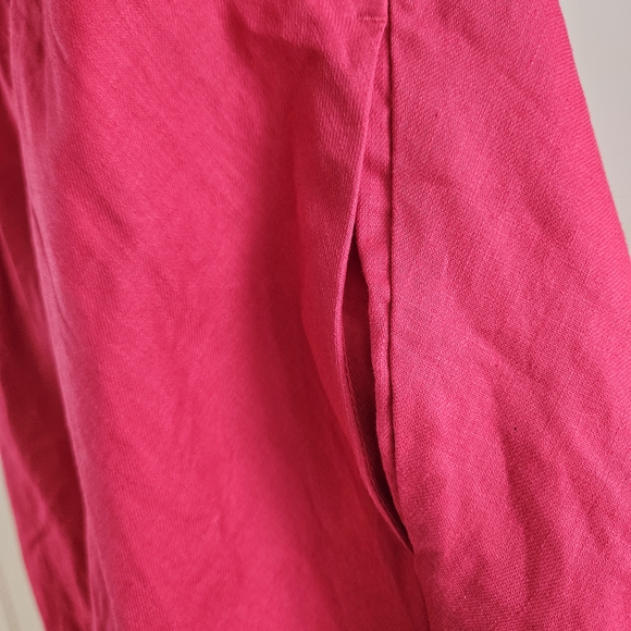 NWT Size 10 Banana Republic Linen Cotton Pink Midi Dress Cutout Back Pockets - Picture 4 of 7